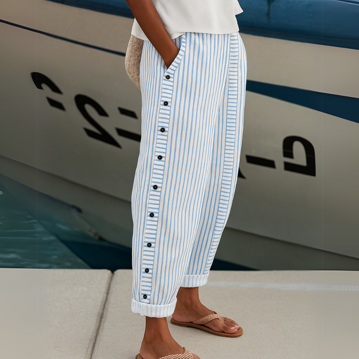 Carolina | Pantalones elegantes de rayas con botones