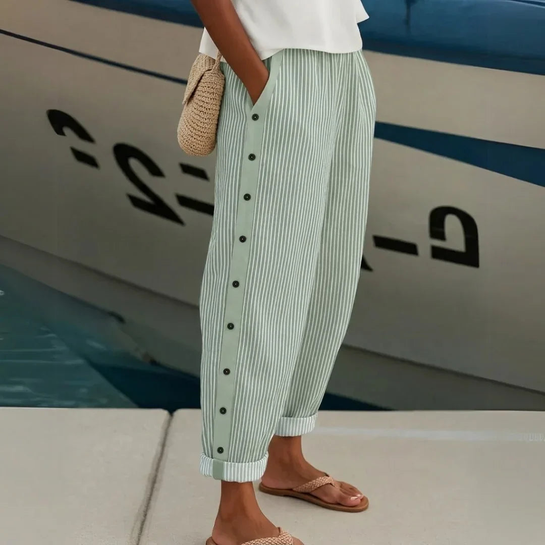 Carolina | Pantalones elegantes de rayas con botones