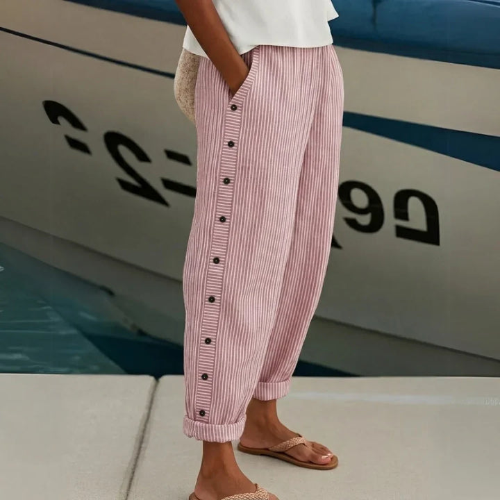 Carolina | Pantalones elegantes de rayas con botones