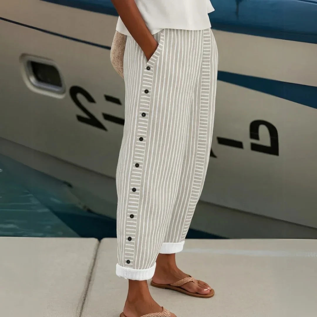 Carolina | Pantalones elegantes de rayas con botones