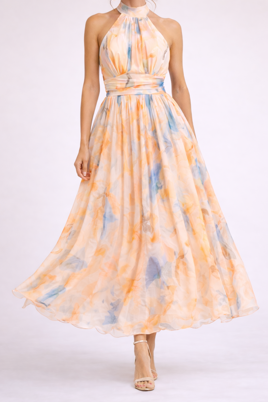 CAMILLE | Vestido halter efecto acuarela