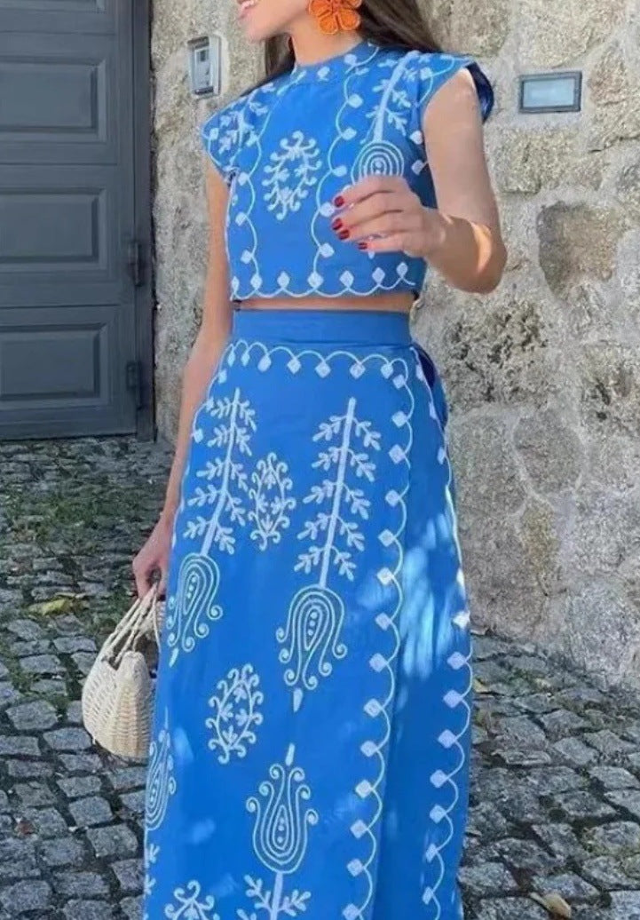 Conjunto de top y falda midi — estilo femenino y sofisticado