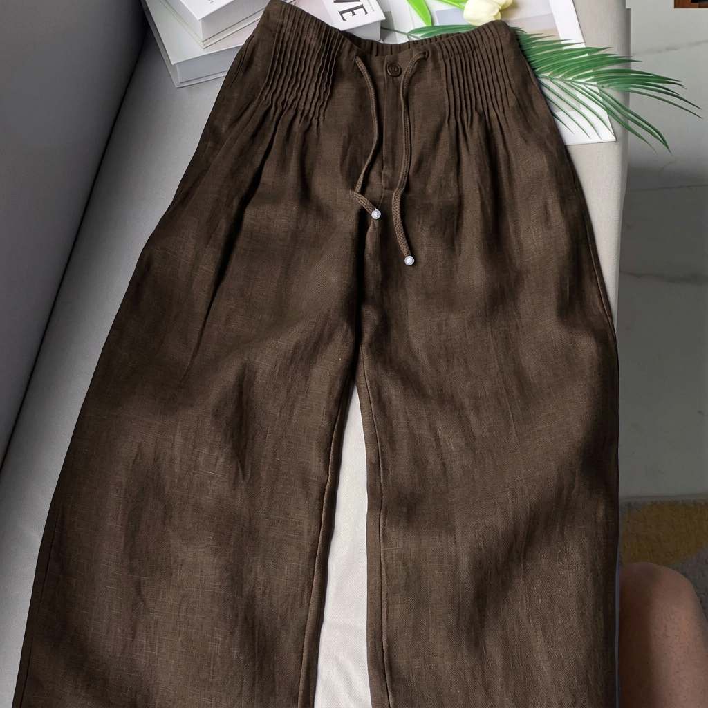 Aitana | Pantalón ancho de algodón y lino