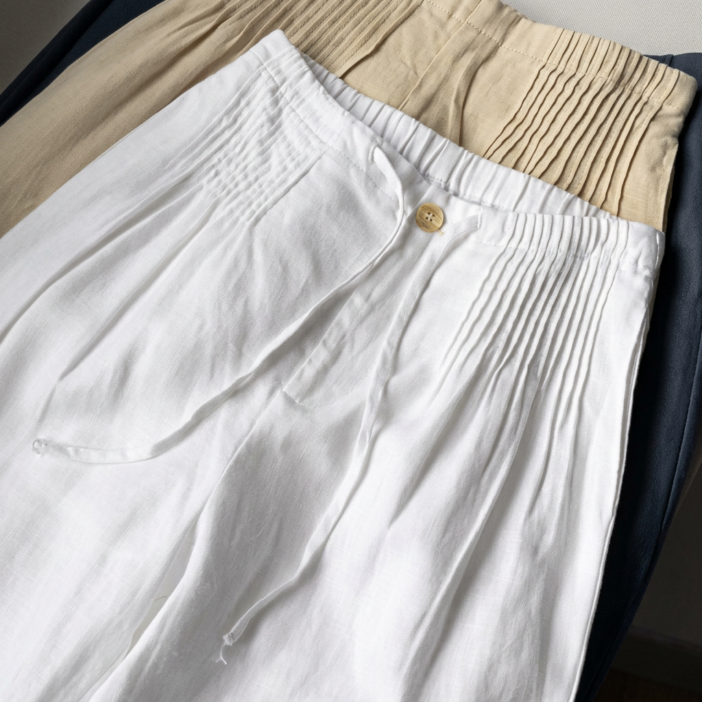 Aitana | Pantalón ancho de algodón y lino