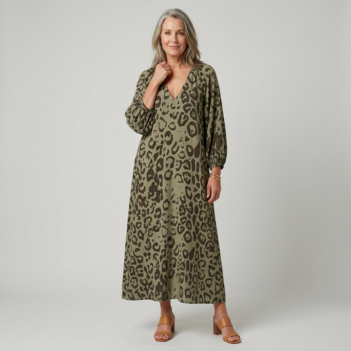 Amanda - Vestido Safari Chic con estampado de leopardo