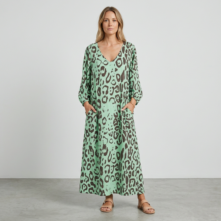 Amanda - Vestido Safari Chic con estampado de leopardo