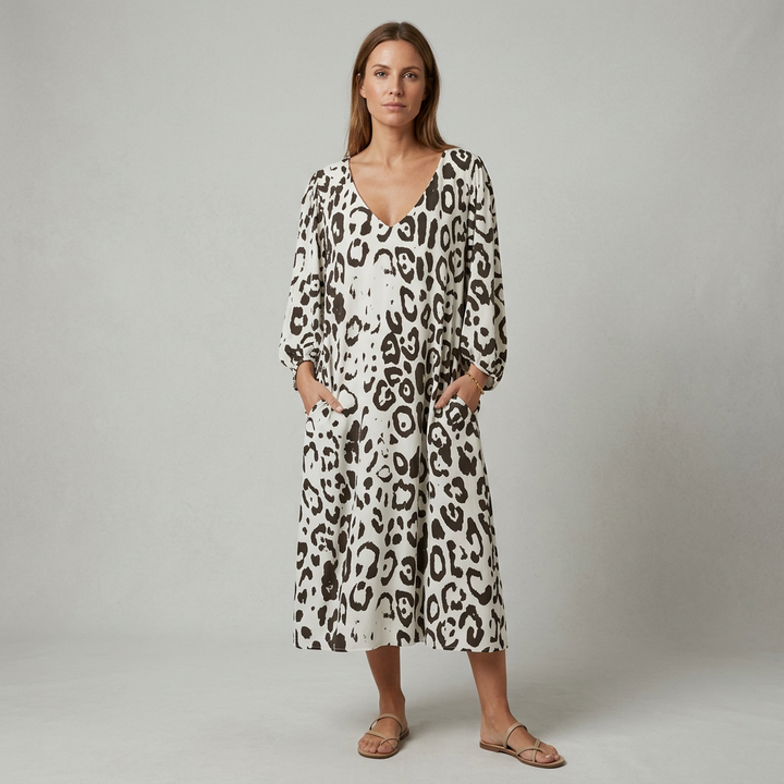 Amanda - Vestido Safari Chic con estampado de leopardo