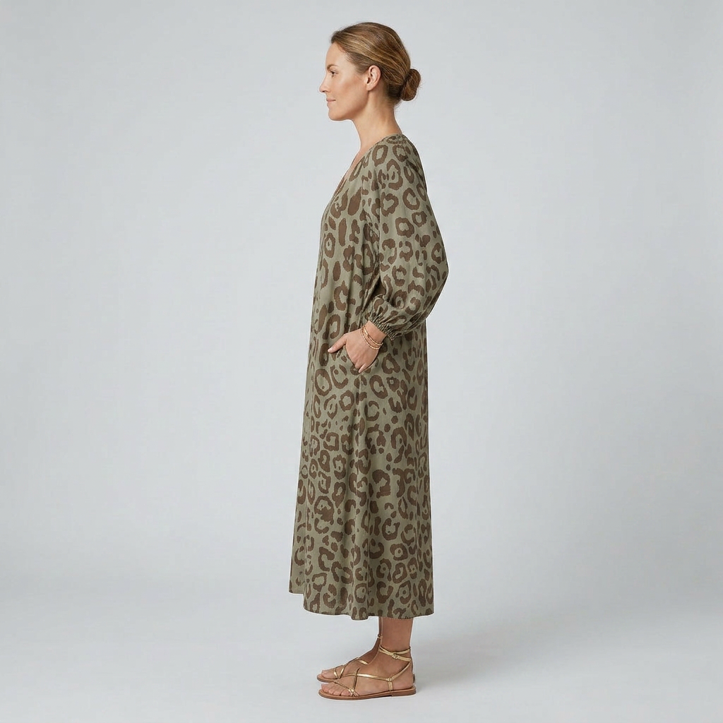 Amanda - Vestido Safari Chic con estampado de leopardo