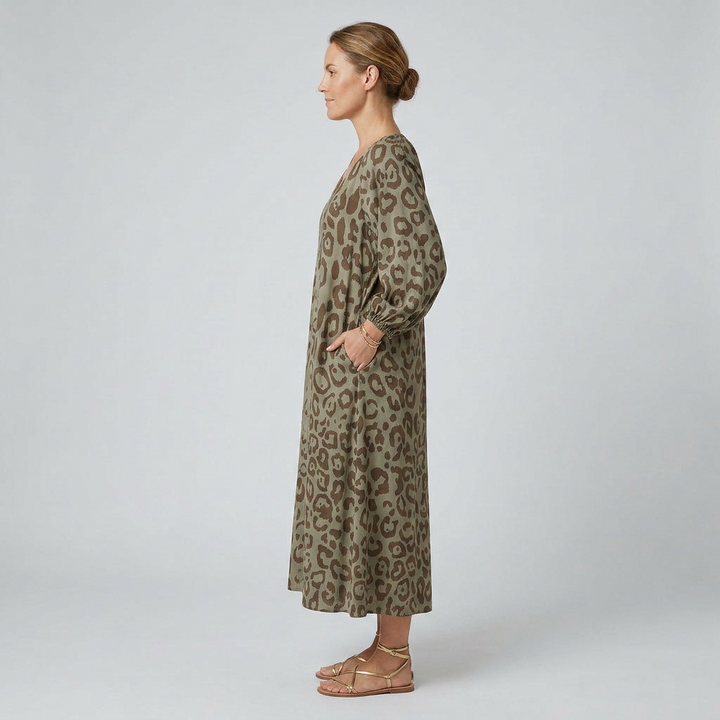 Amanda - Vestido Safari Chic con estampado de leopardo