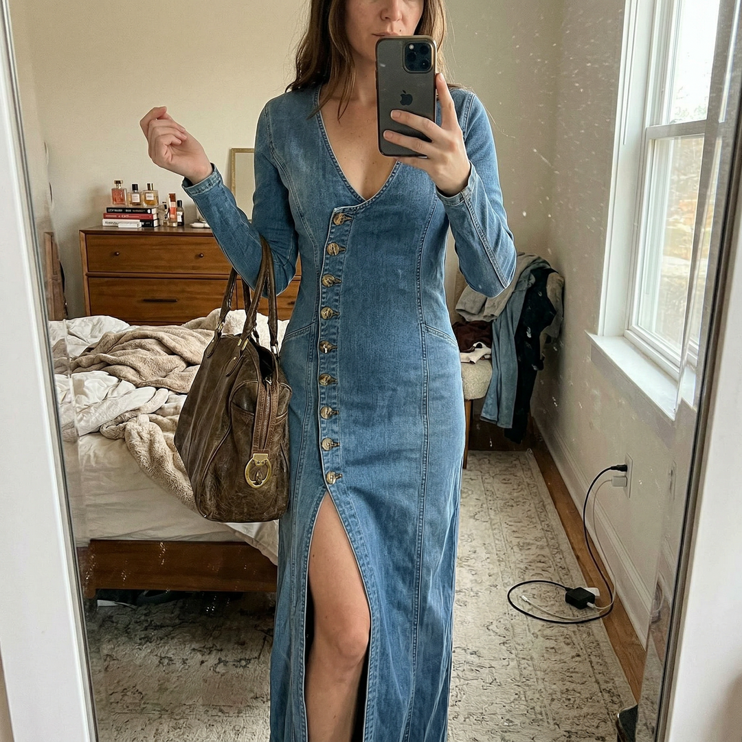 Vestido maxi fluido con escote en V
