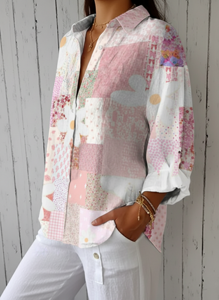 Fanny | Blusa de margaritas con patchwork